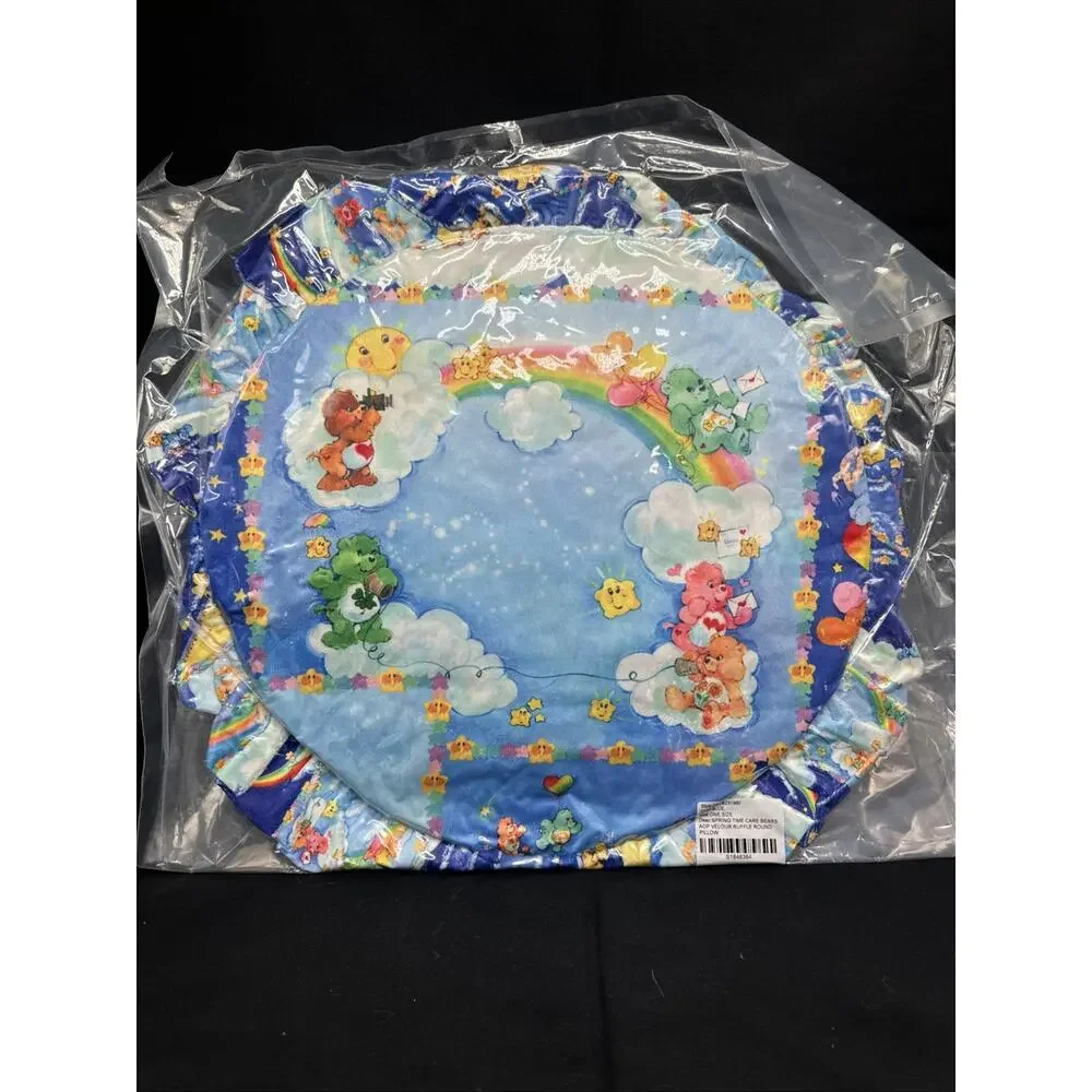 Care Bears Cloud Print Round Velour Throw Pillow Cloud Gazing Dolls Kill New
